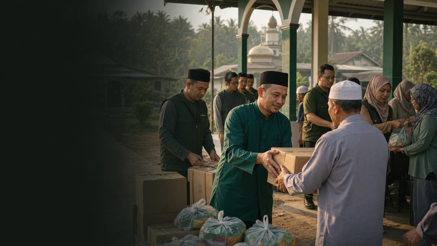 Sukarelawan Islam menyampaikan bantuan kepada masyarakat